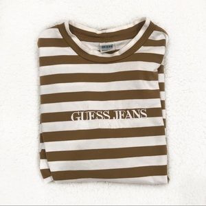 BROWN STRIPED GUESS JEANS T SHIRT